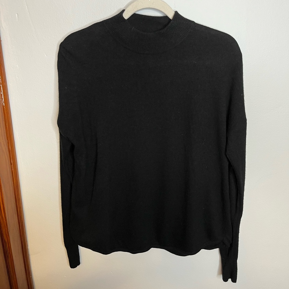 NWOT Madewell Black Ashbury Merino Wool Blend Sweater Mock Neck S
